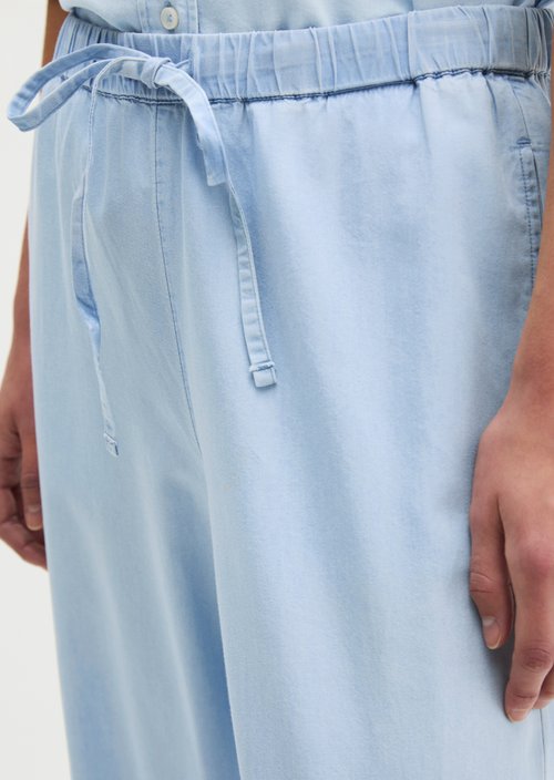 Denim pull-on pants wide — Light Blue