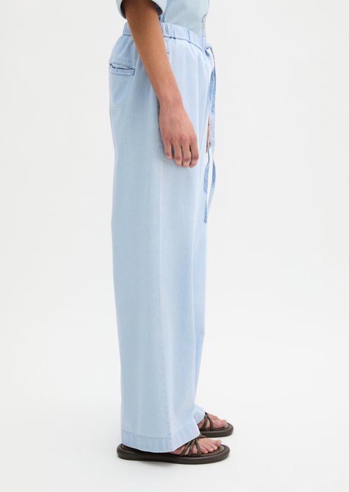 Denim pull-on pants wide — Light Blue