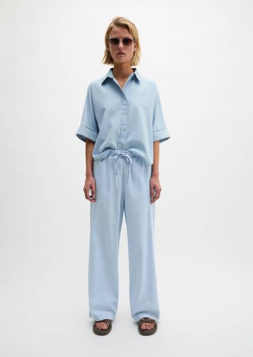 Denim-Pull-On-Pants wide Light Blue in Frontalansicht