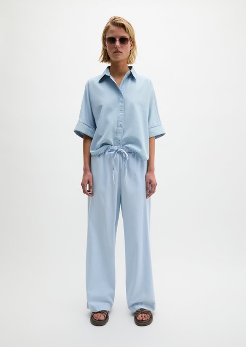 Denim pull-on pants wide — Light Blue