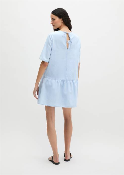 denim dress tencel Button Front lightweight denim dress features Lighted Fiber Optic Color ROSE-GOLD Color:Apple Green