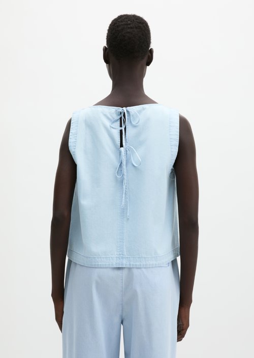 Relaxed cropped blouse top — Light Blue