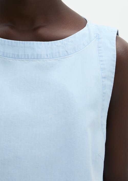 Relaxed cropped blouse top — Light Blue