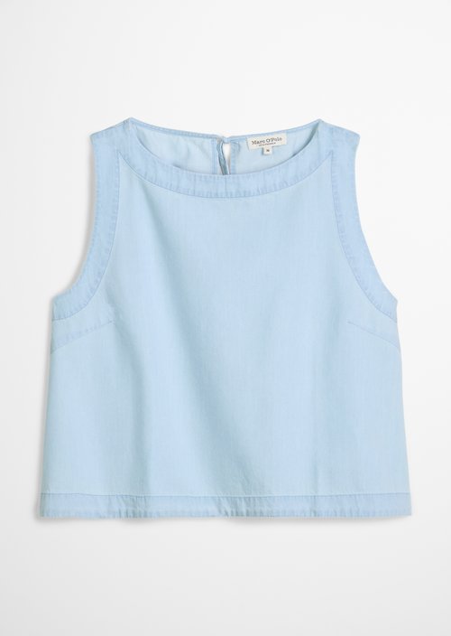 Relaxed cropped blouse top — Light Blue