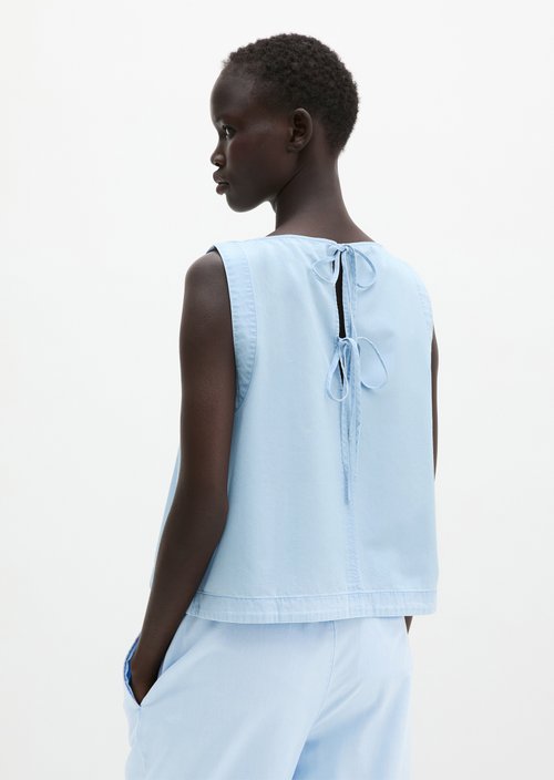 Relaxed cropped blouse top — Light Blue