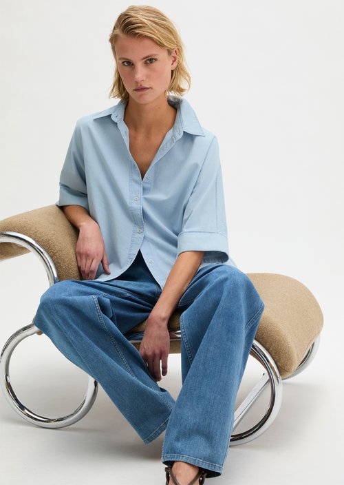 Relaxed denim blouse — Light Blue