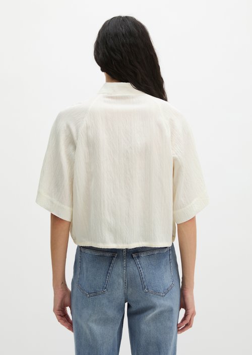 Relaxed short-sleeved crinkle blouse — White