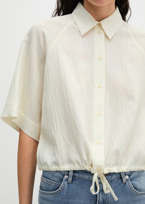 Relaxed short-sleeved crinkle blouse — White