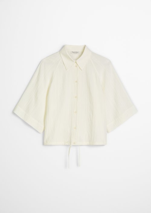 Relaxed short-sleeved crinkle blouse — White