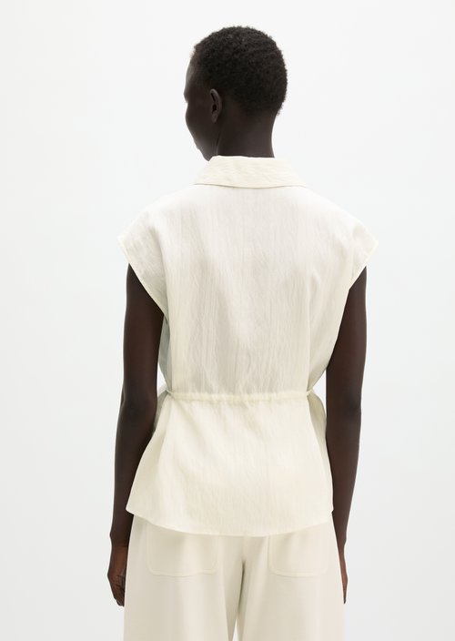 Sleeveless crinkle blouse regular — White