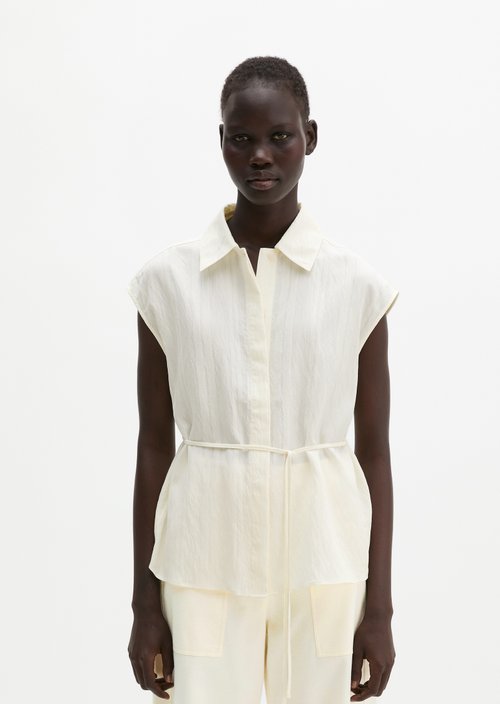 Sleeveless crinkle blouse regular — White
