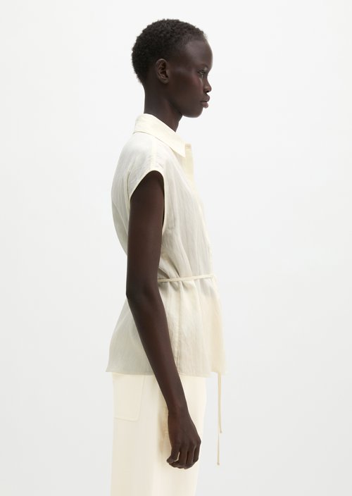 Sleeveless crinkle blouse regular — White