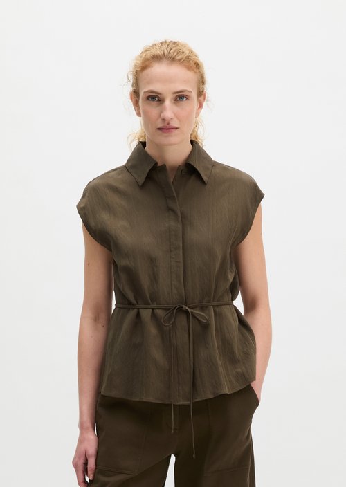 Sleeveless crinkle blouse regular — Dark Brown