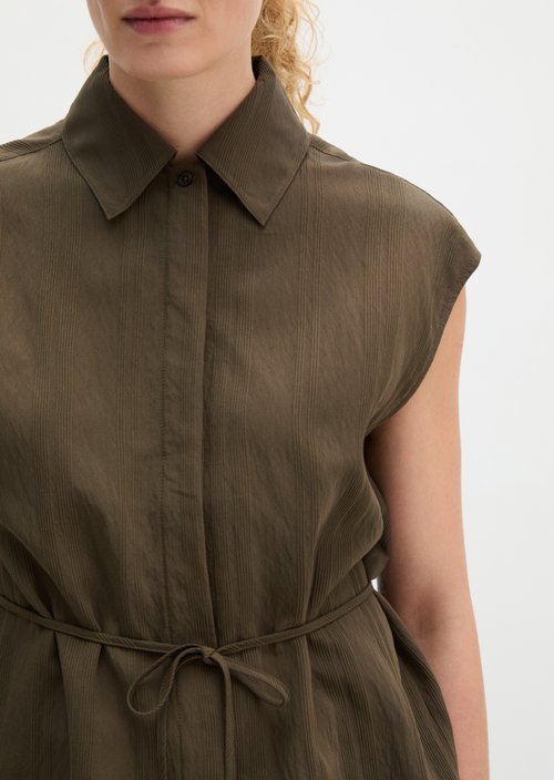 Sleeveless crinkle blouse regular — Dark Brown