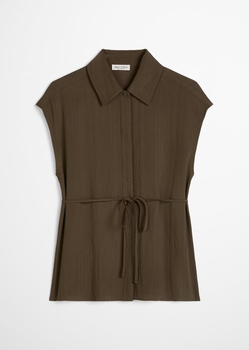 Sleeveless crinkle blouse regular — Dark Brown