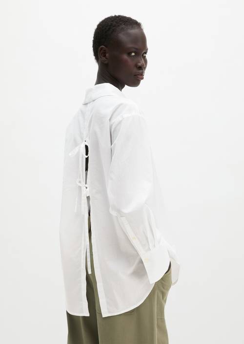 Bluse mit Schleifchen-Detail regular White in Frontalansicht