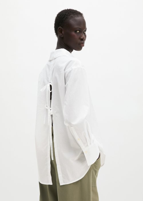 Regular blouse with bow detail — White