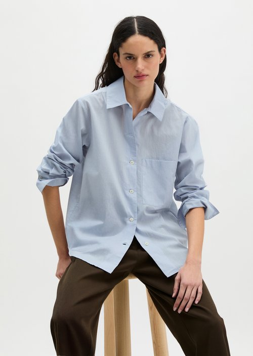 Regular blouse with bow detail — Morning Blue