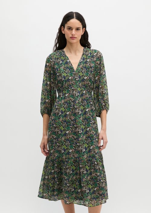 Print dress flared — Dark Brown