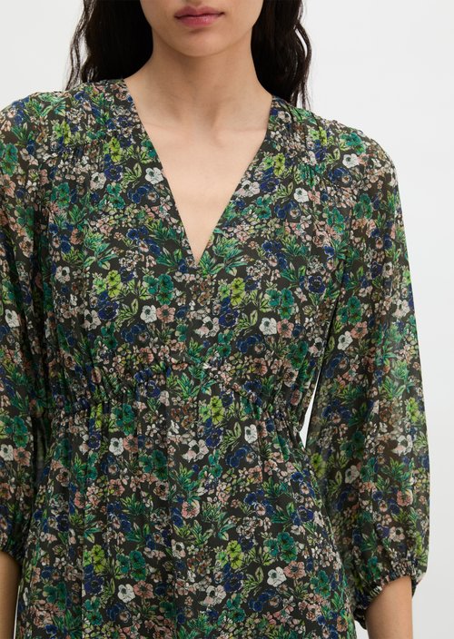 Print dress flared — Dark Brown