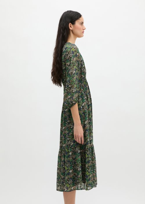 Print dress flared — Dark Brown
