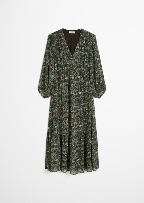 Print dress flared — Dark Brown