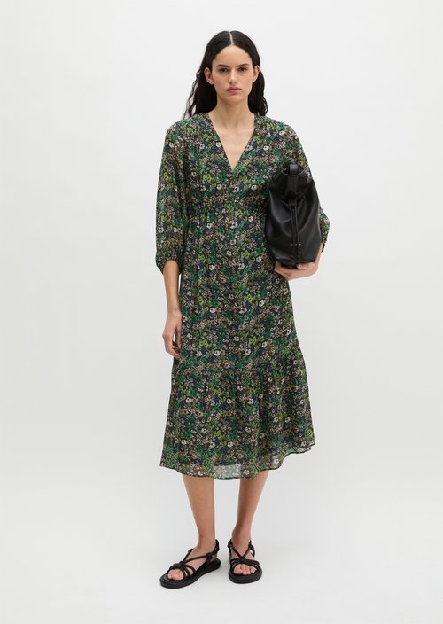 Print dress flared — Dark Brown