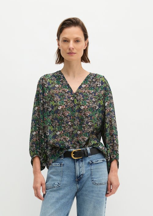 Relaxed print blouse — Medium Brown