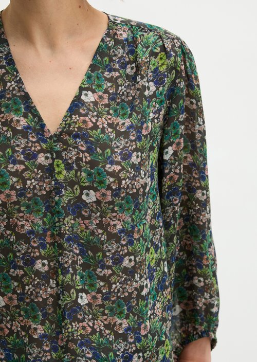 Relaxed print blouse — Medium Brown