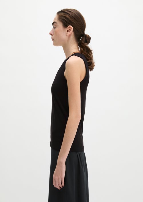Slim-Fit V-Neck Top — Black