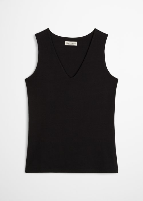 Slim-Fit V-Neck Top — Black