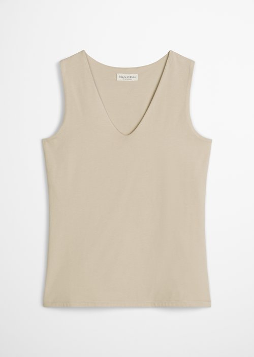Slim-Fit V-Neck Top — Linen Beige