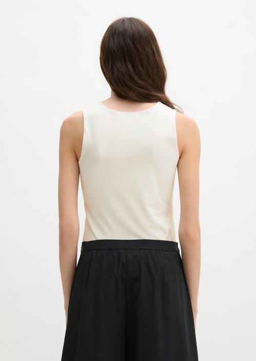 Slim-Fit V-Neck Top — White Cotton