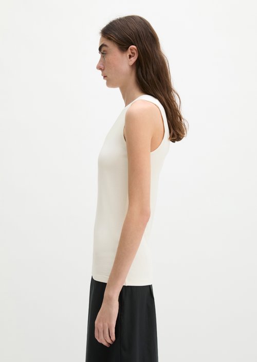 Slim-Fit V-Neck Top — White Cotton