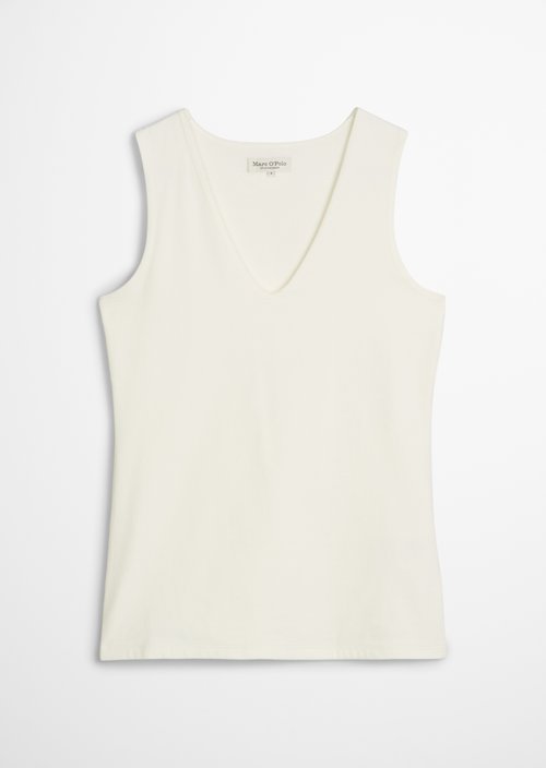 Slim-Fit V-Neck Top — White Cotton