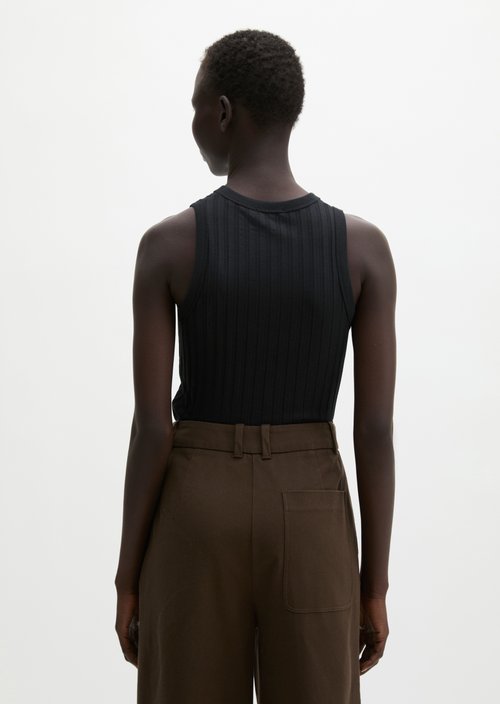 Slim-Fit Pointelle Top — Black