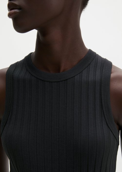 Slim-Fit Pointelle Top — Black