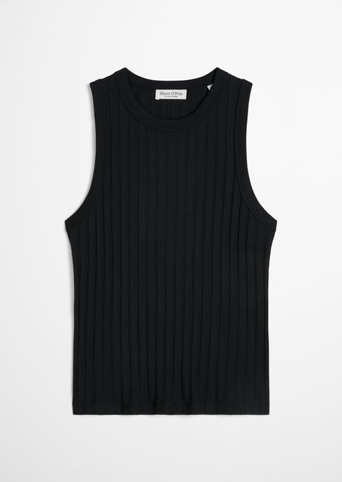 Slim-Fit Pointelle Top — Black