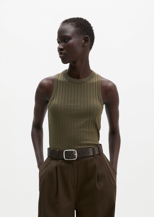 Slim-Fit Pointelle Top — Mossy Earth