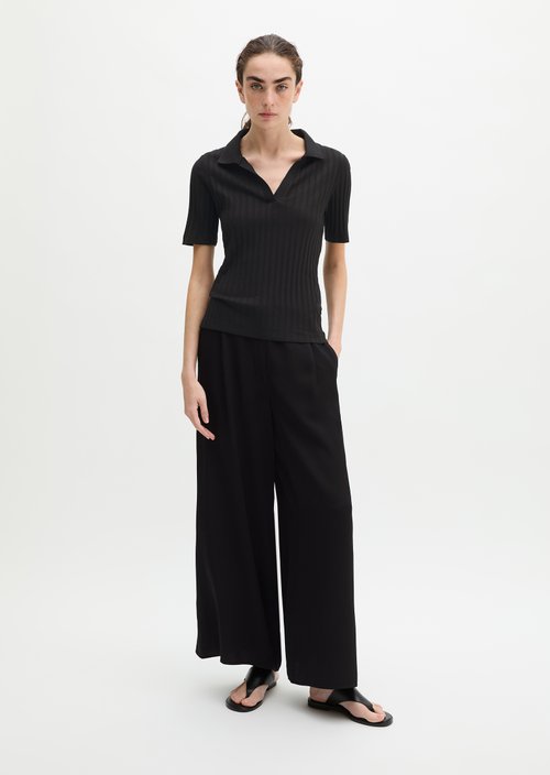 Pointelle polo shirt slim — Black