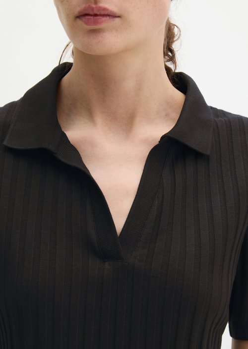 Pointelle polo shirt slim — Black
