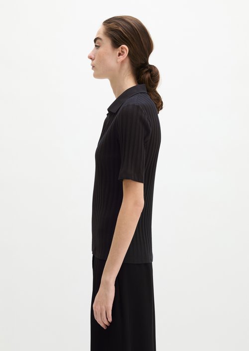 Pointelle polo shirt slim — Black