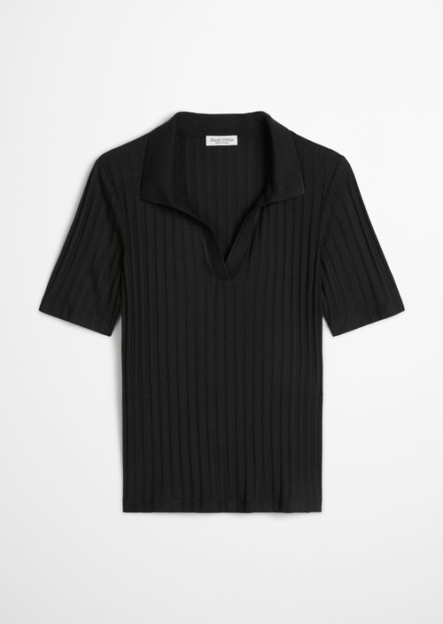 Pointelle polo shirt slim — Black