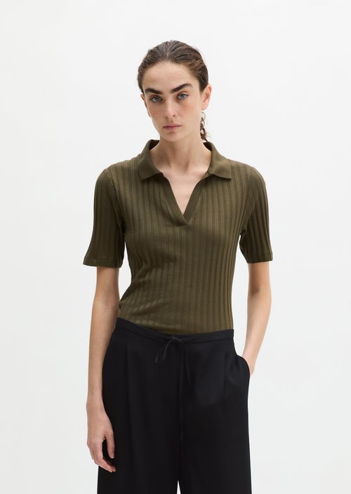 Pointelle polo shirt slim — Mossy Earth