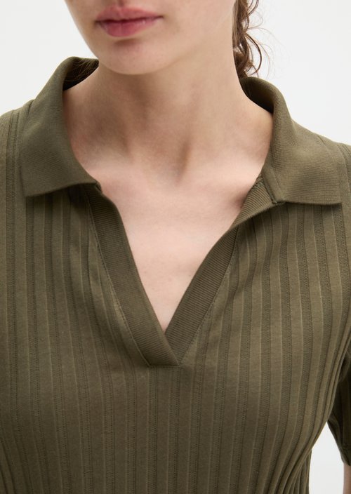 Pointelle polo shirt slim — Mossy Earth