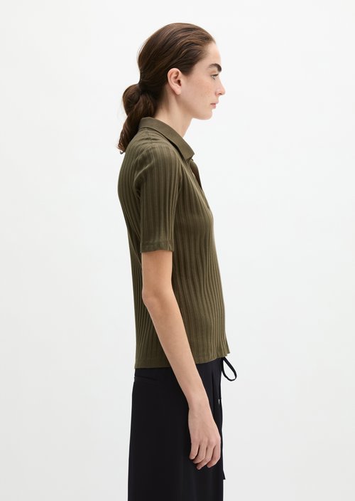 Pointelle polo shirt slim — Mossy Earth