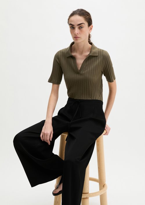 Pointelle polo shirt slim — Mossy Earth