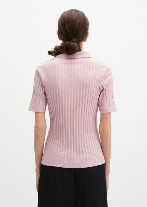 Pointelle polo shirt slim — Mild Rose
