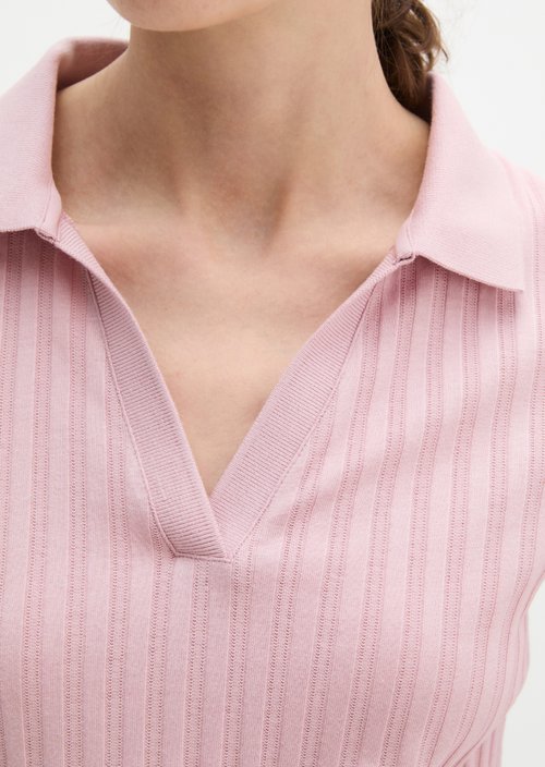 Pointelle polo shirt slim — Mild Rose
