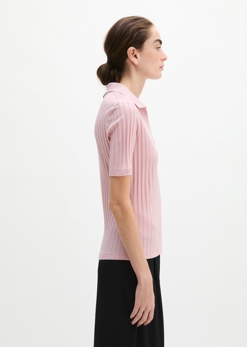 Pointelle polo shirt slim — Mild Rose